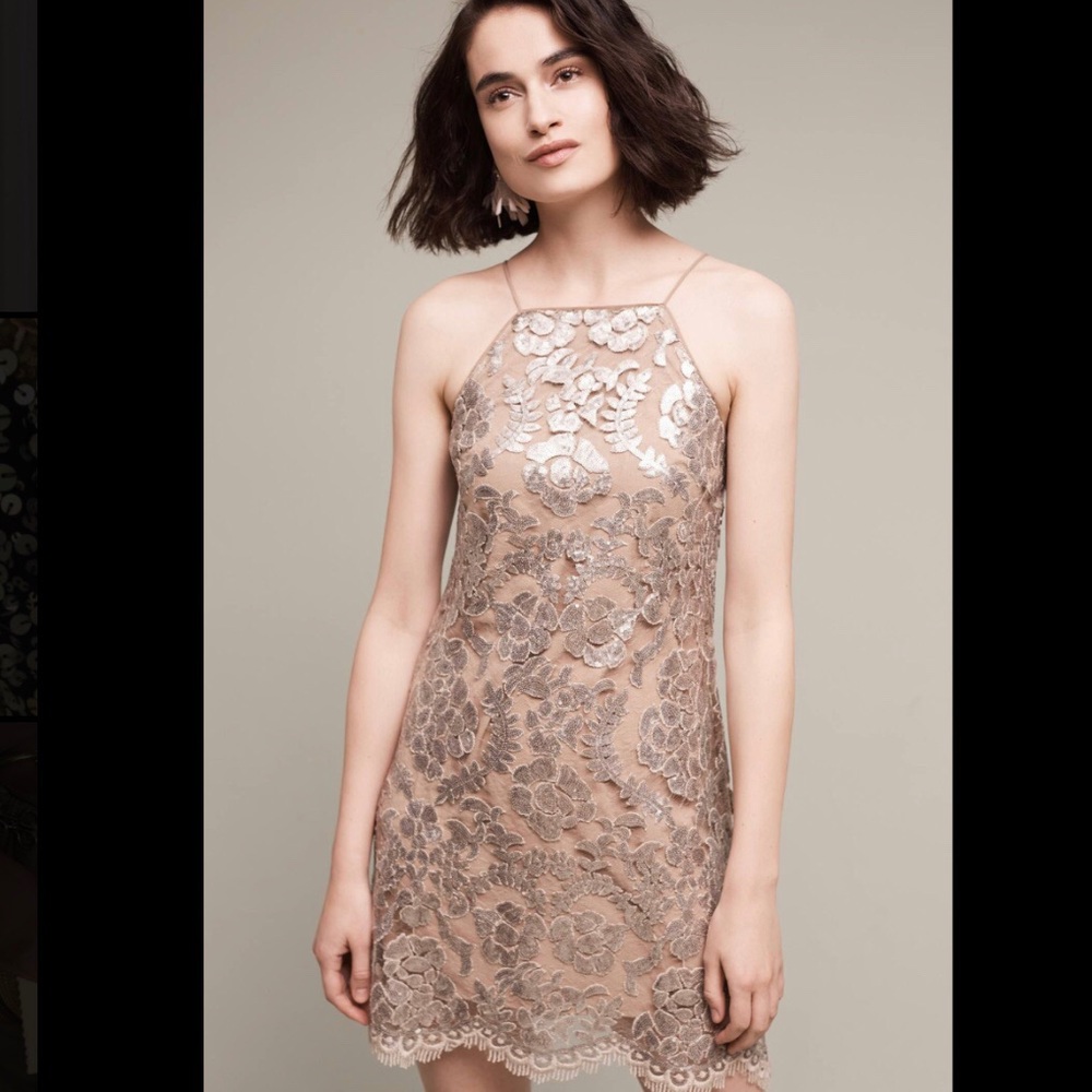 Anthropologie Poisat Sequin Halter Dress